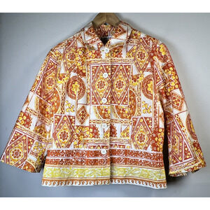 Vintage Coldwater Creek Jacket blazer Size 16 XL embroidered yellow orange coat